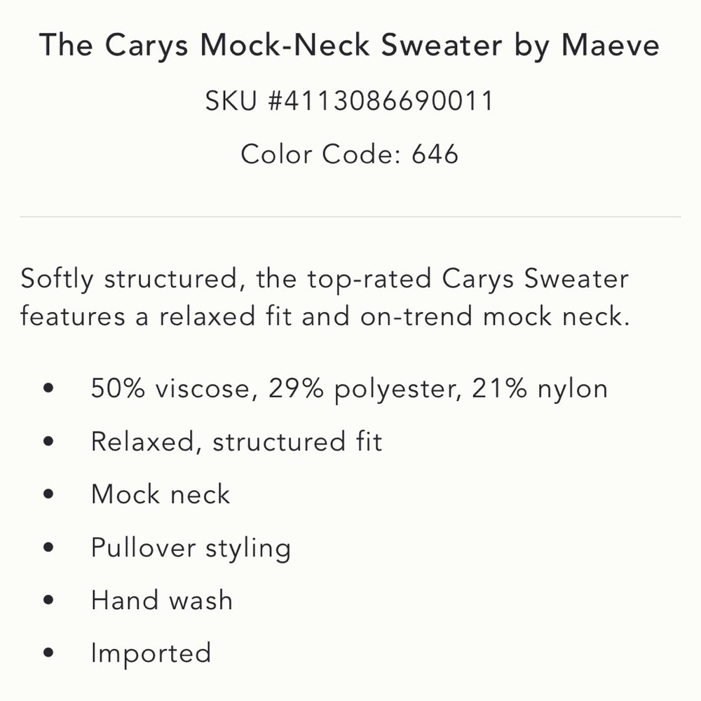 Anthropologie x Maeve Cary’s Mock Neck Sweater Size XXS NWOT - Picture 4 of 14